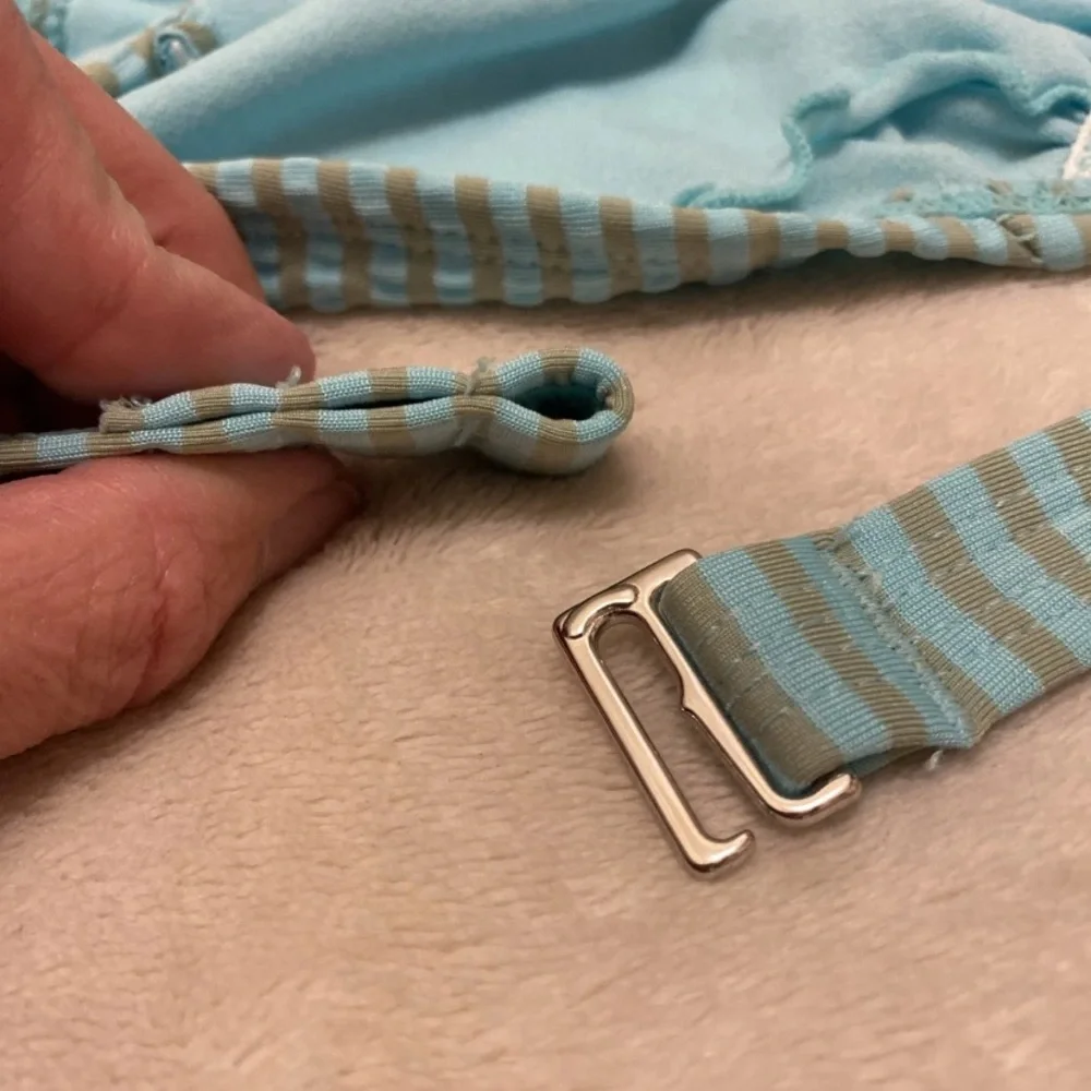 Xhilaration Seafoam Blue Green Striped Bikini Top